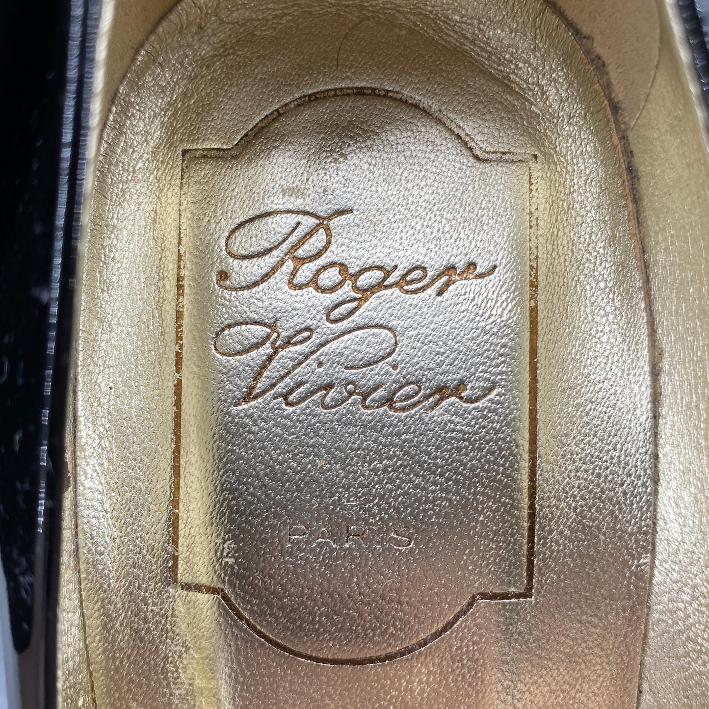 Roger Vivier Women's Black Patent Strass Buckle Pumps Size 36
