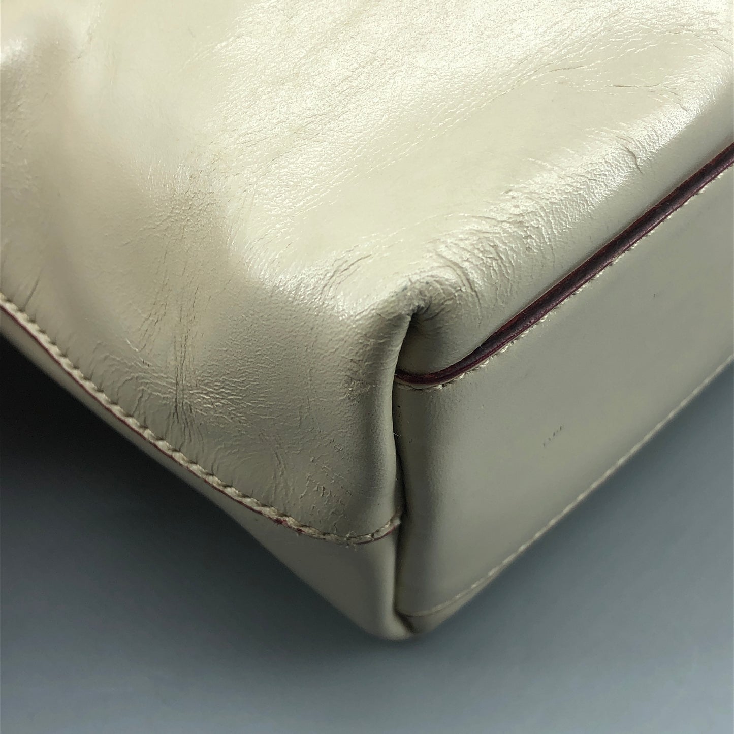 Prada Cream Leather Logo Tote Bag