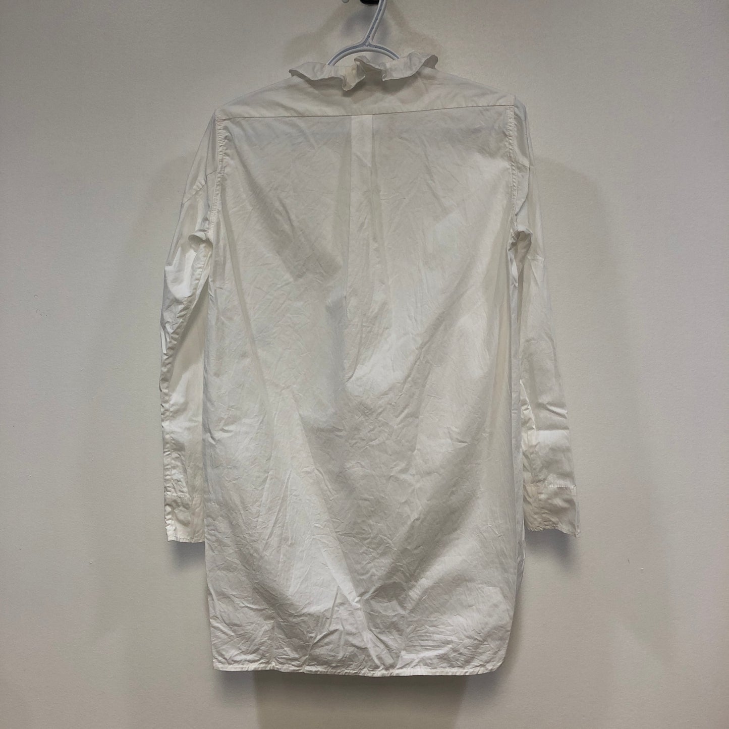 Sandro White Ruffled Collar Half-Placket Long Sleeve Blouse Size 1