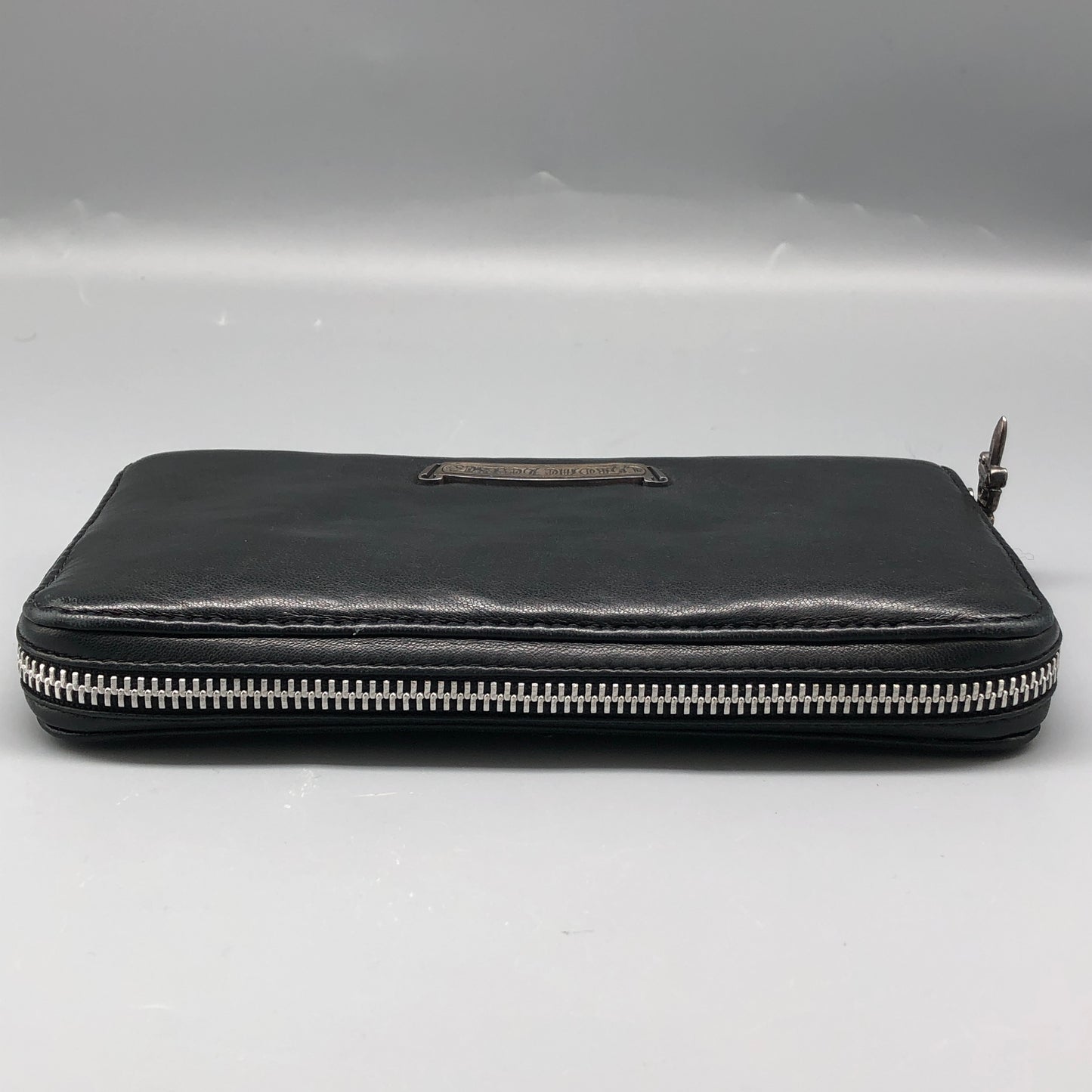 Chrome Hearts Black Leather Zip Around Long Wallet