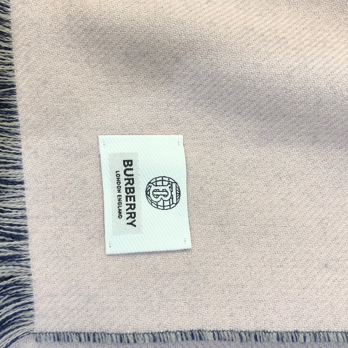 Burberry Indigo Pink Two-Tone Large Letter Logo Fringe Wool Scarf 74*13 Inches