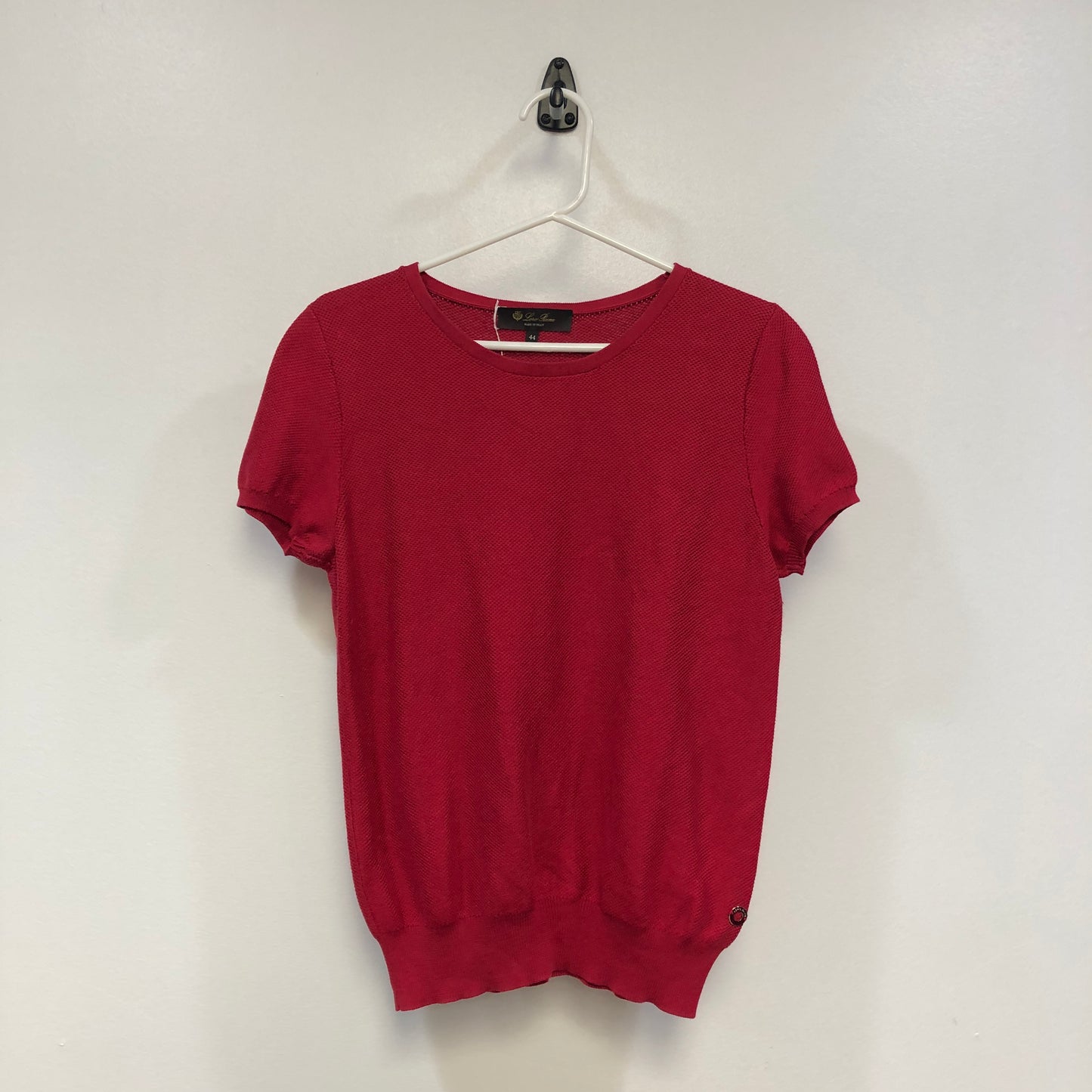 Loro Piana Red Short Sleeve Knit Top Size 44