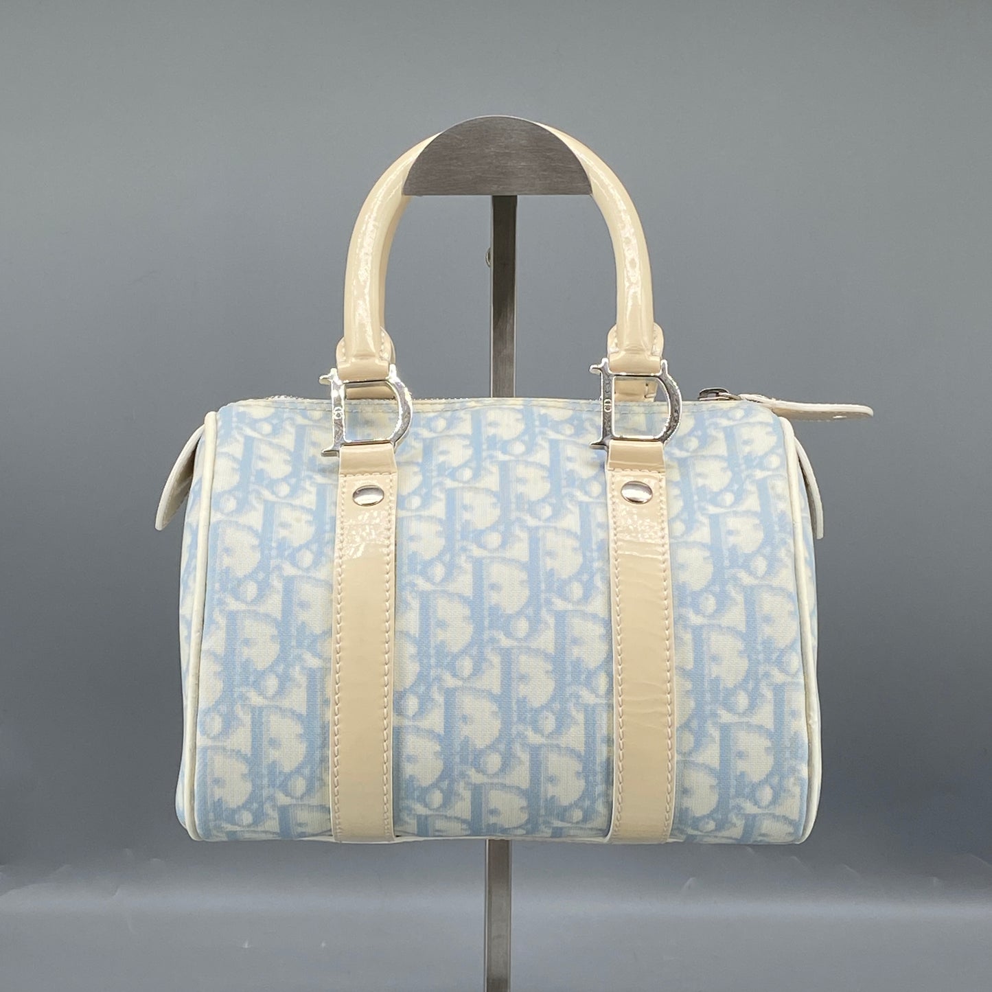 Christian Dior Vintage Oblique Boston Handbag cream/blue