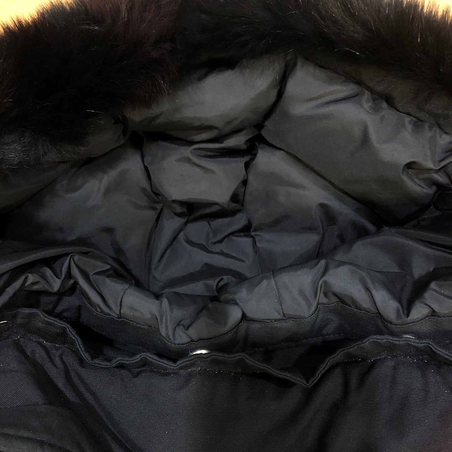 Moose Knuckles Fur-Trimmed Bomber Jacket Size L Black
