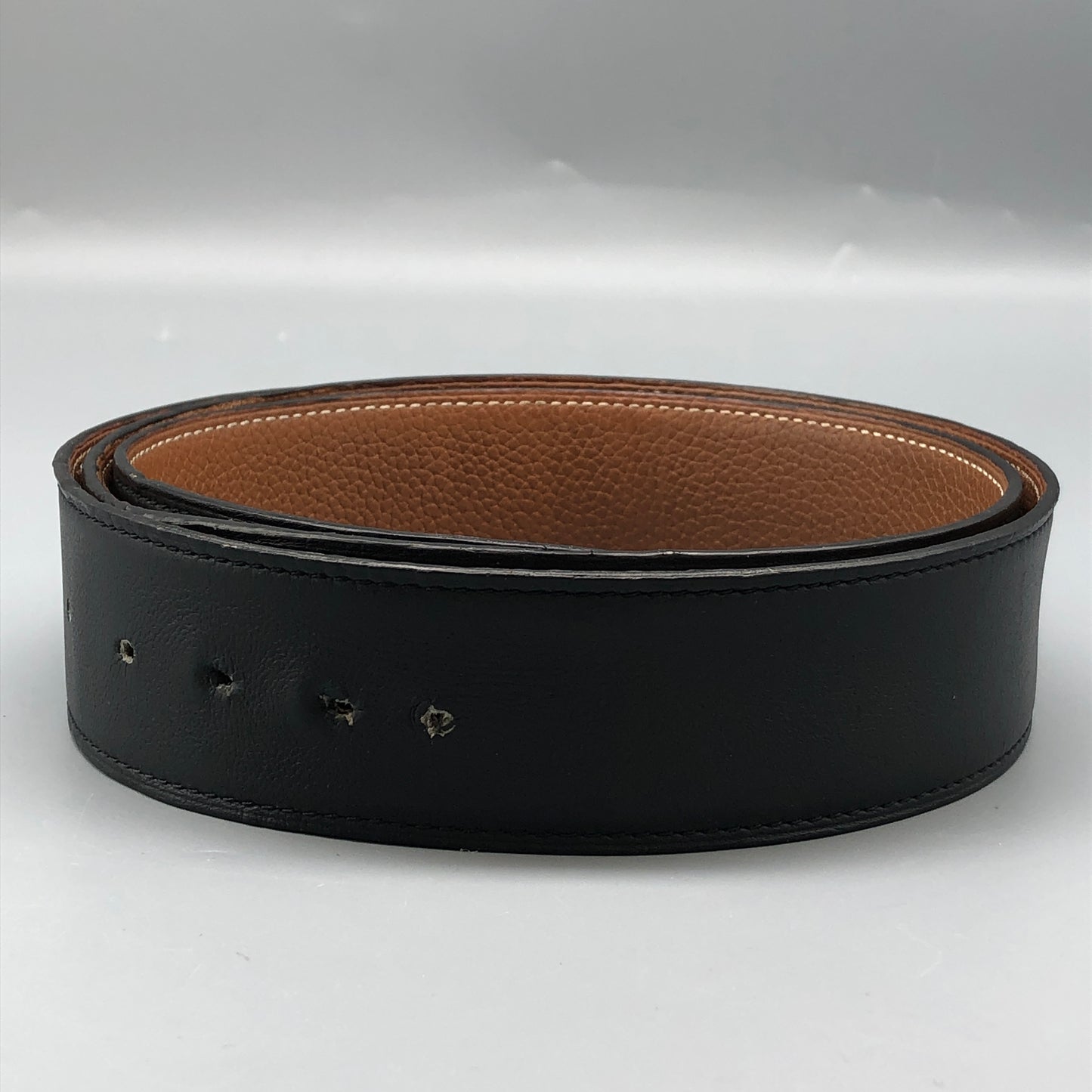 Hermes Black/Caramel Reversible Leather Belt 95cm