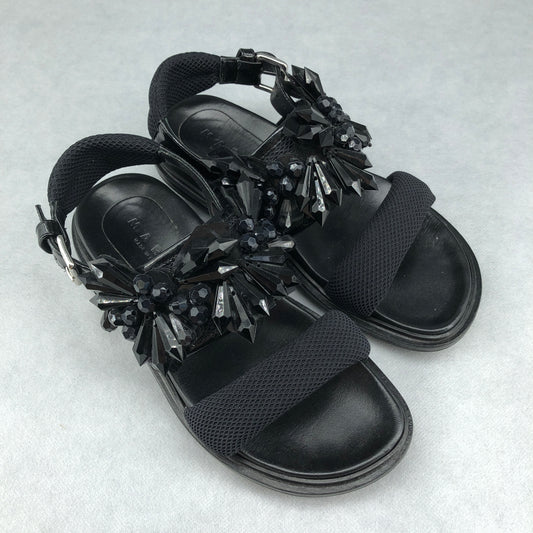 Marni Women's Beaded-Embellished Flat Sandals 36 Black
