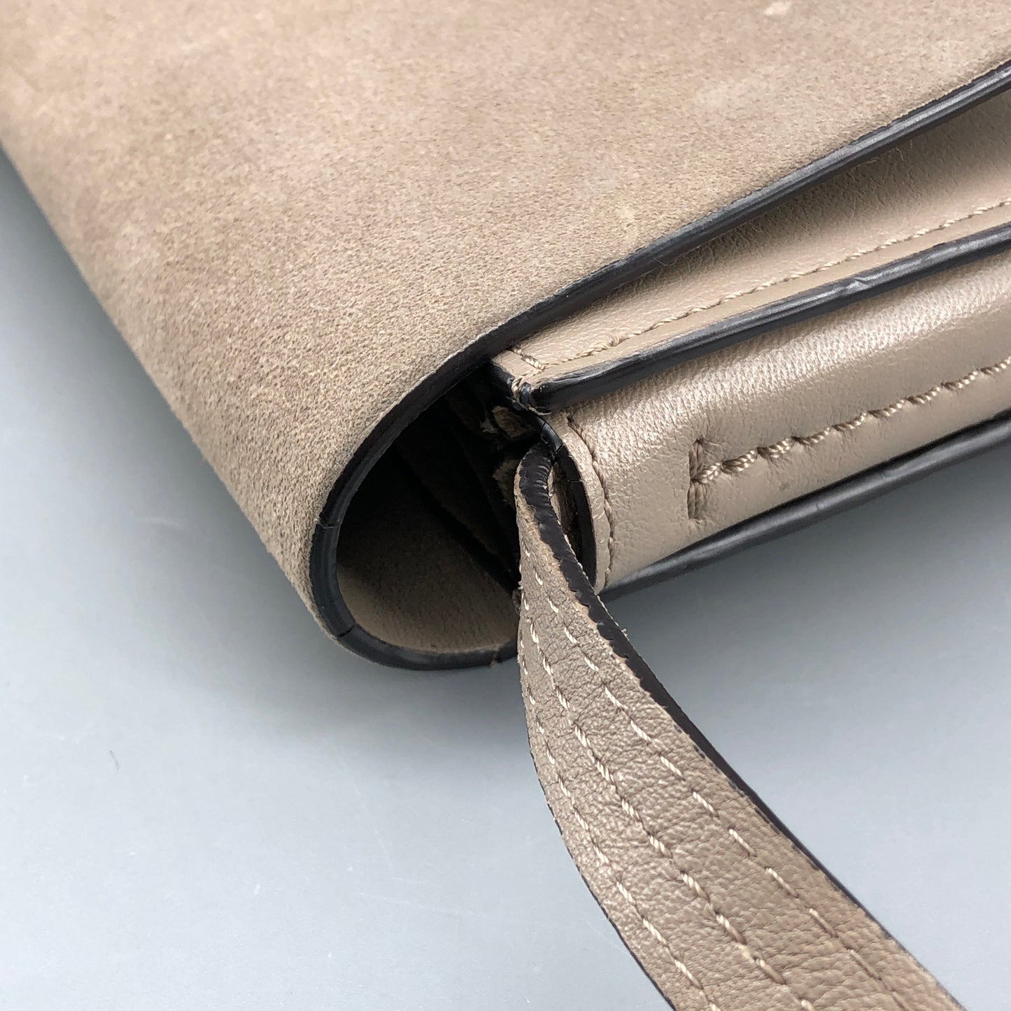 Chloe Faye Medium Suede & Leather Shoulder Bag Beige