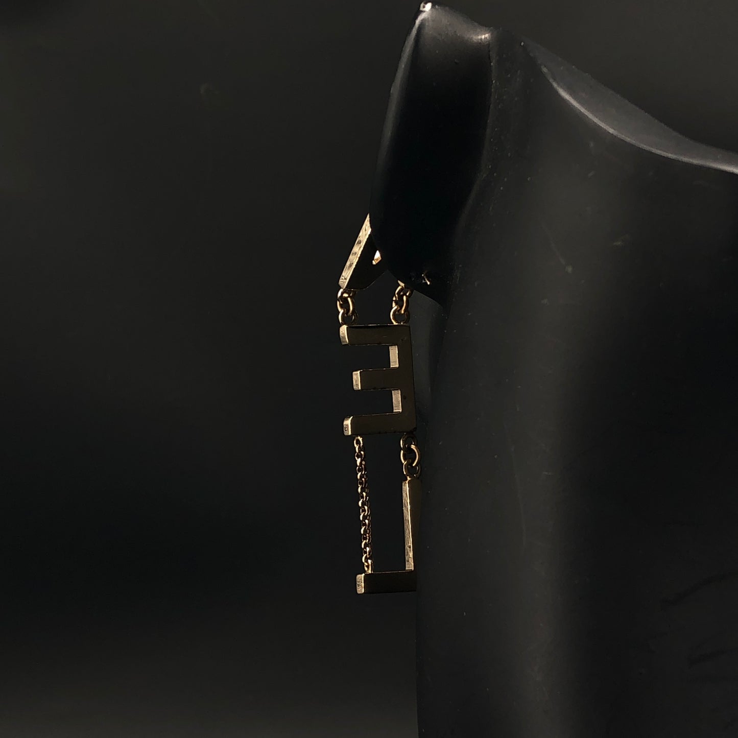 Chanel 2020 Letter Cutout Gold Tone Drop Earrings