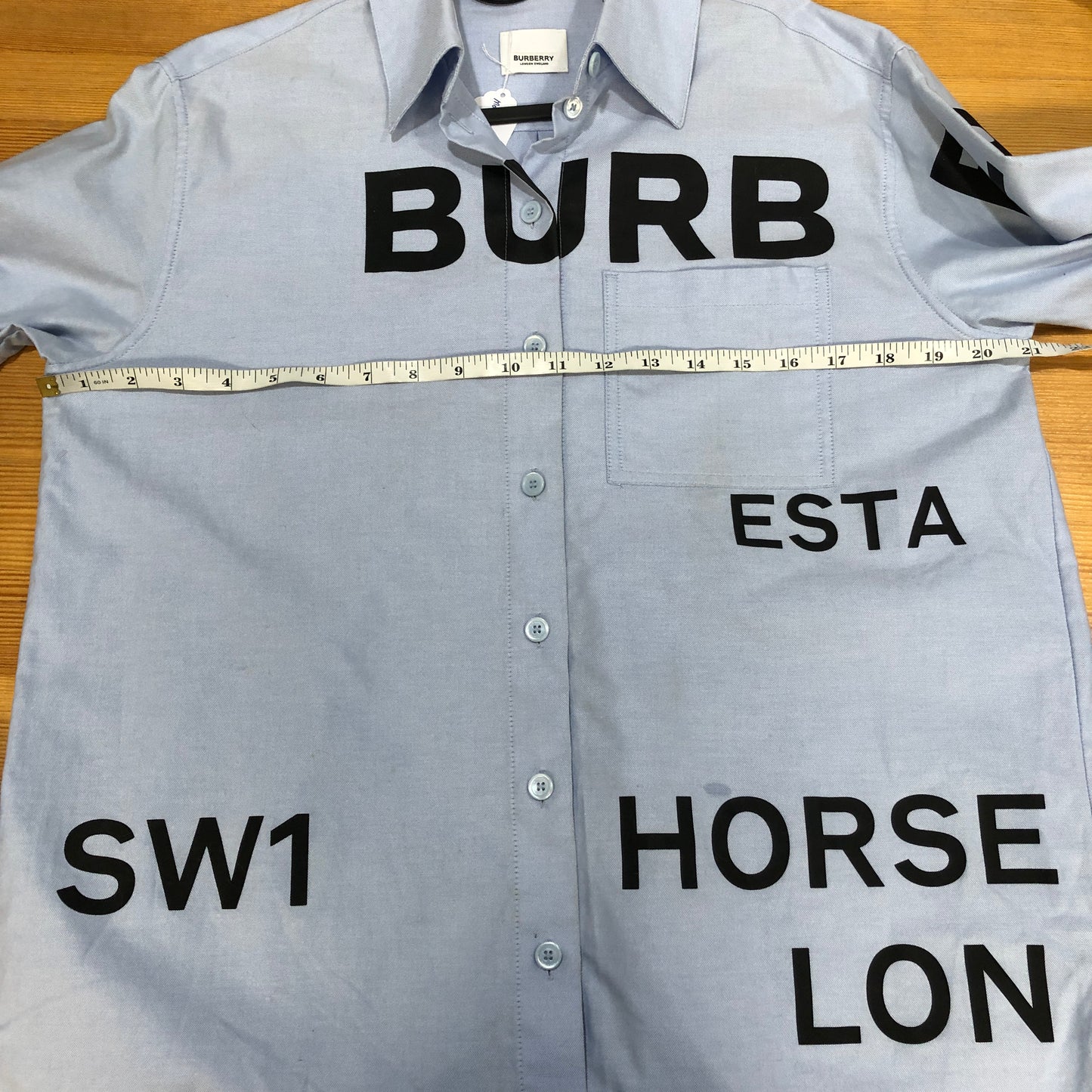 Burberry Light Blue Cotton Letter Print Oversized Long Sleeve Shirt Size 4