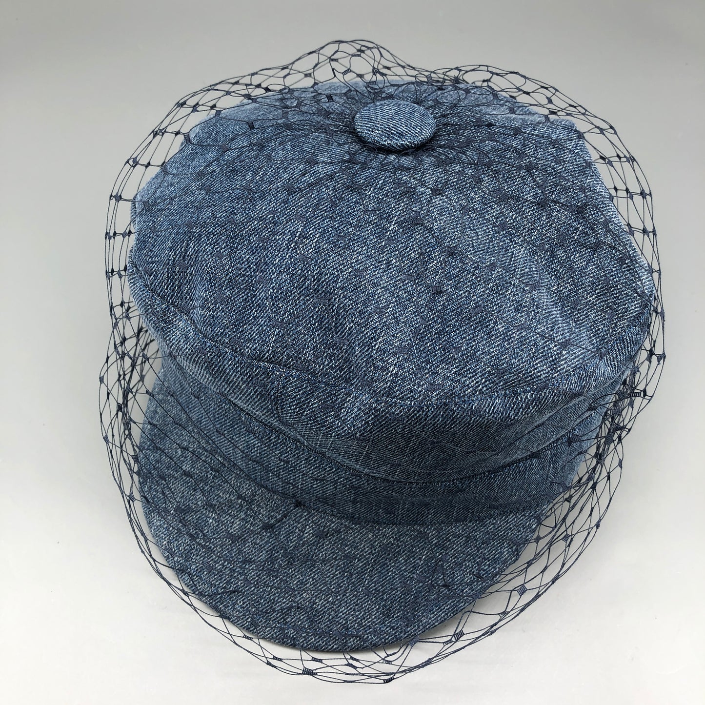 Christian Dior Denim Mesh Overlay Newsboy Cap Size 57cm