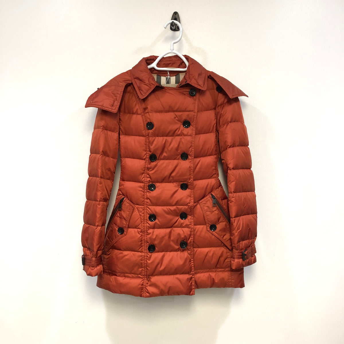 Burberry Quilted Double Breasted Coat S dusty orange