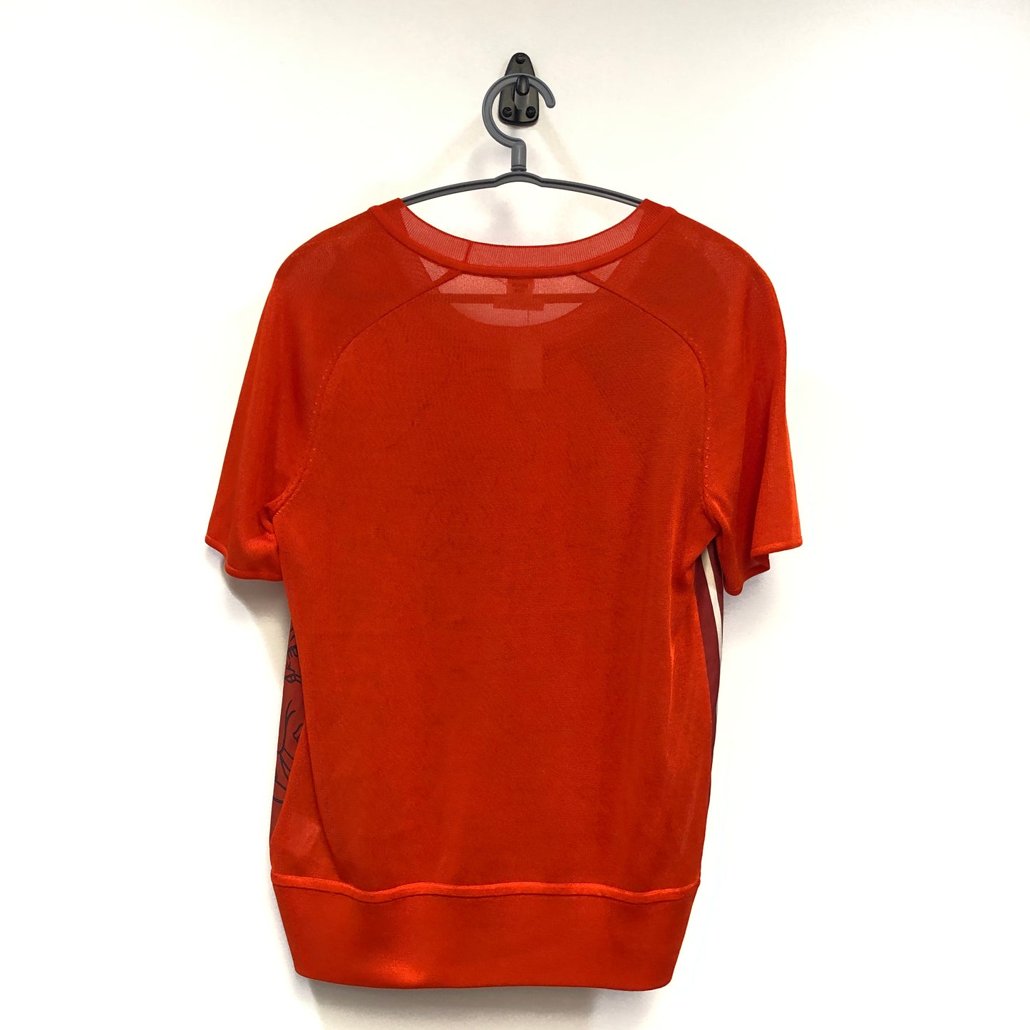 Hermes Feu Red Silk Short Sleeve Knit Top Size 36