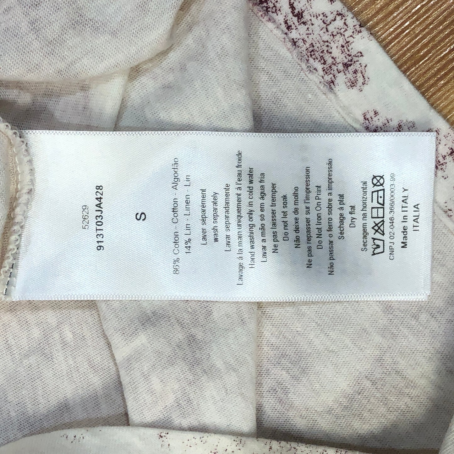 Dior White & Burgundy Printed Short Sleeve T-shirt Size S