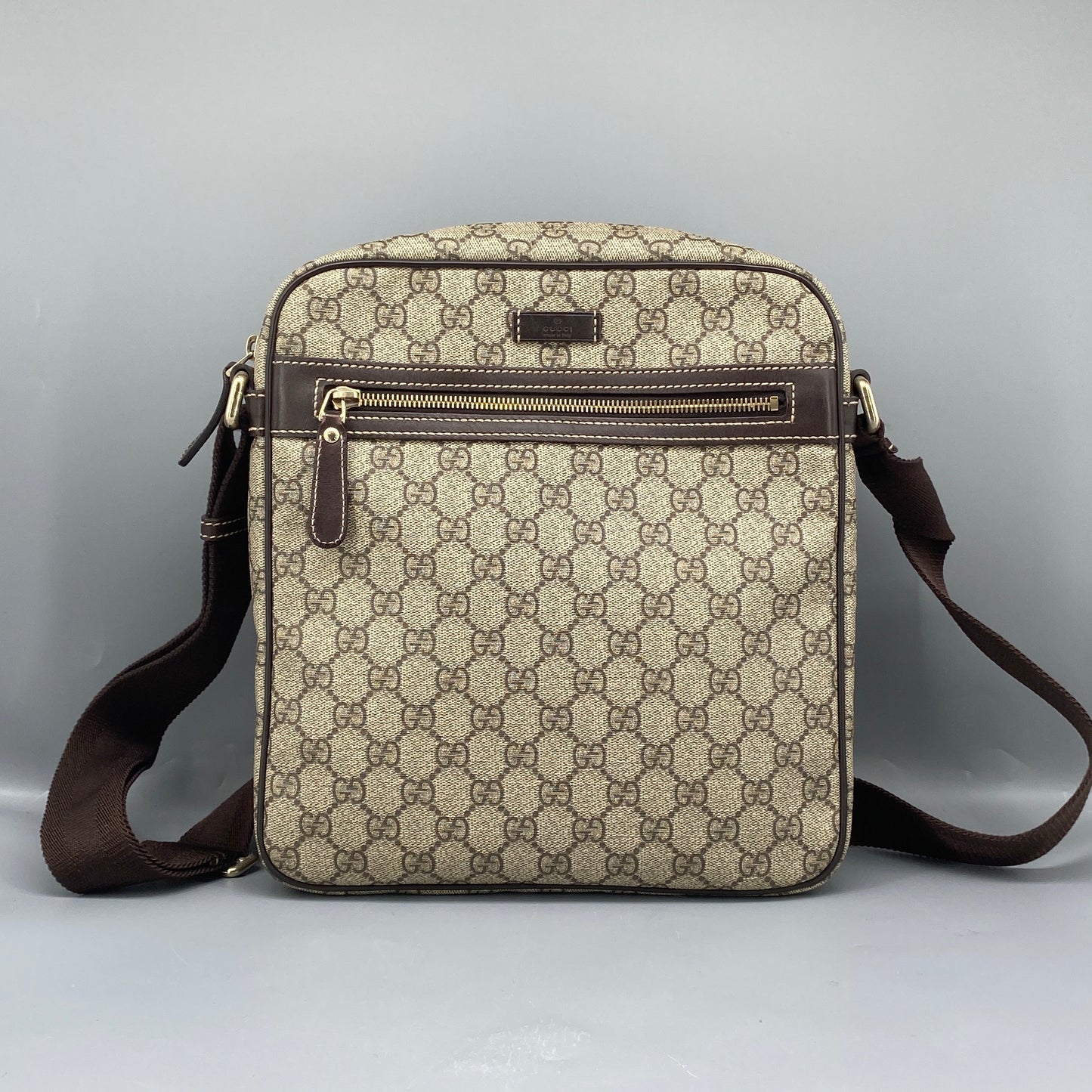 Gucci Beige GG Canvas Vertical Messenger Crossbody Bag