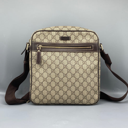 Gucci Beige GG Canvas Vertical Messenger Crossbody Bag