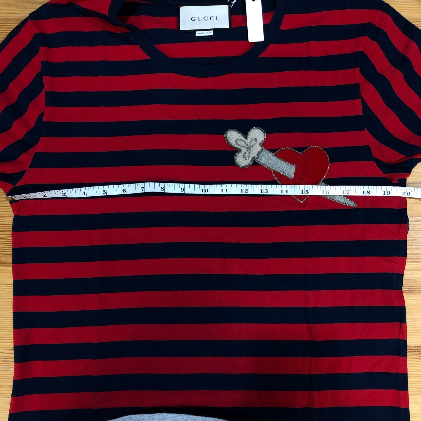 Gucci Navy Blue & Red Striped Short Sleeve T-shirt Size M