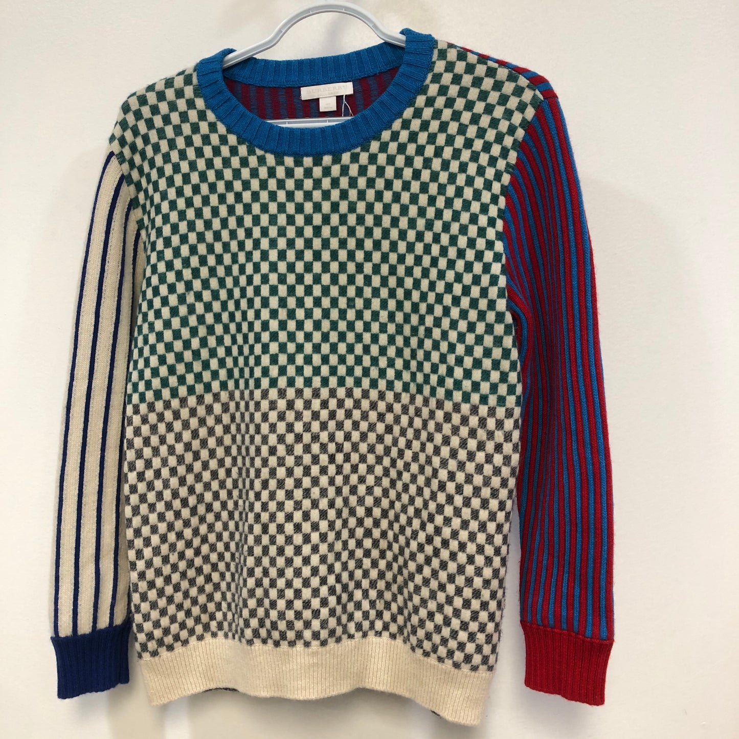Burberry Multi-Color Check Knit Crew Neck Sweater Size 14Y (Fit Height 164cm)