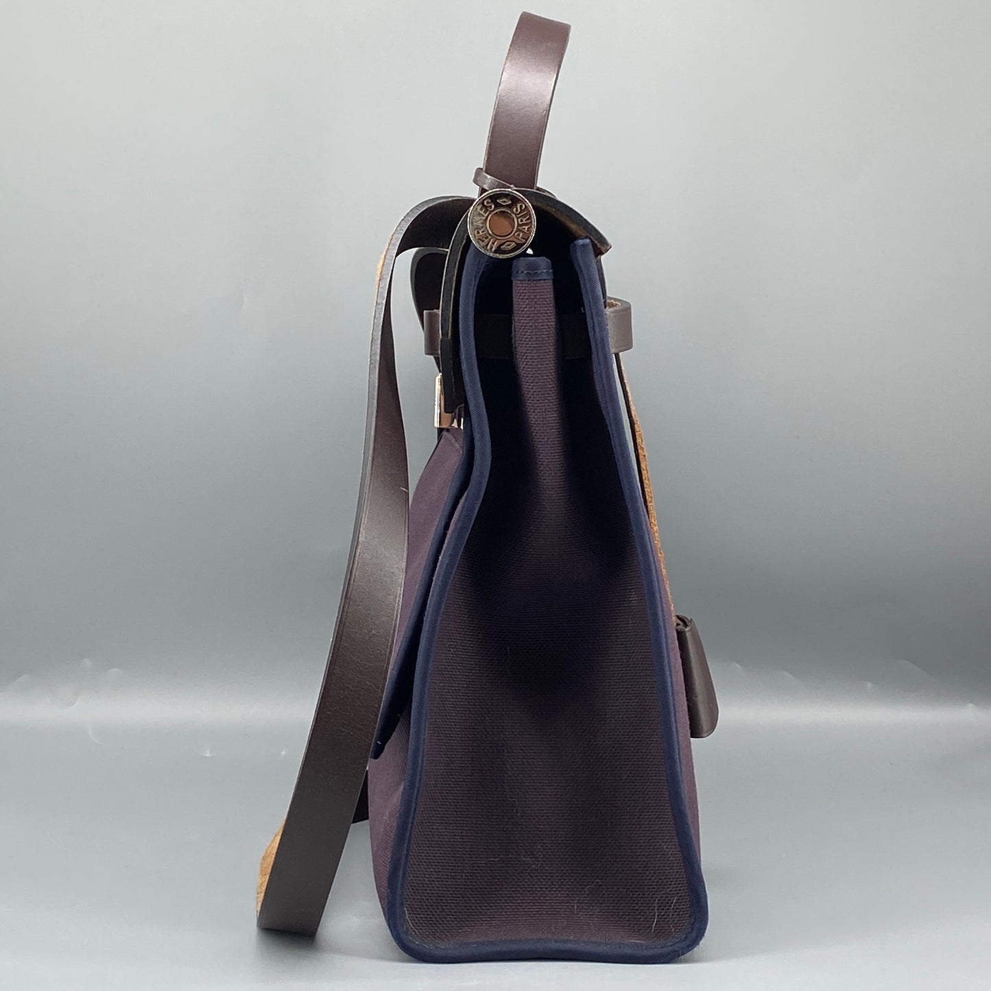 Hermes Herbag 31 Deep Grape Canvas Leather Shoulder Bag