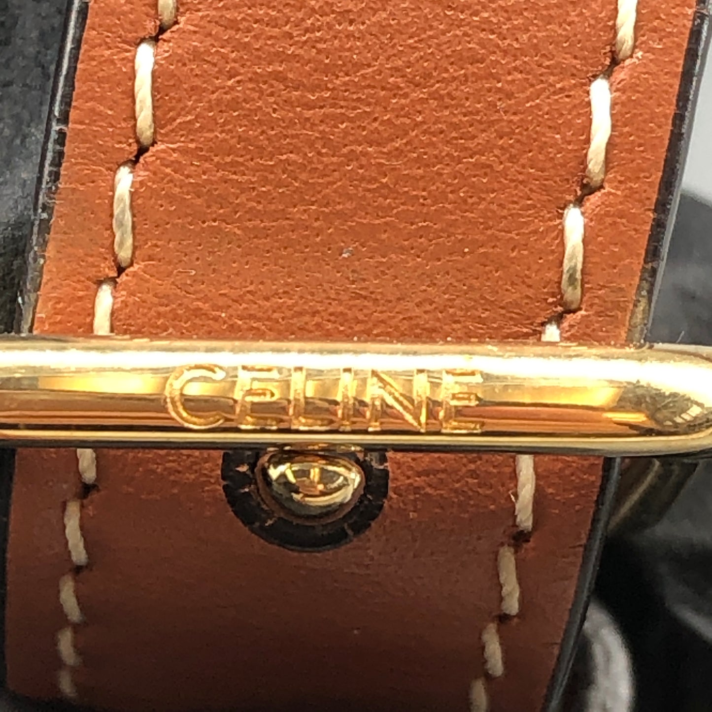 Celine Triomphe Canvas Medium Folco Crossbody Bag Dark Brown