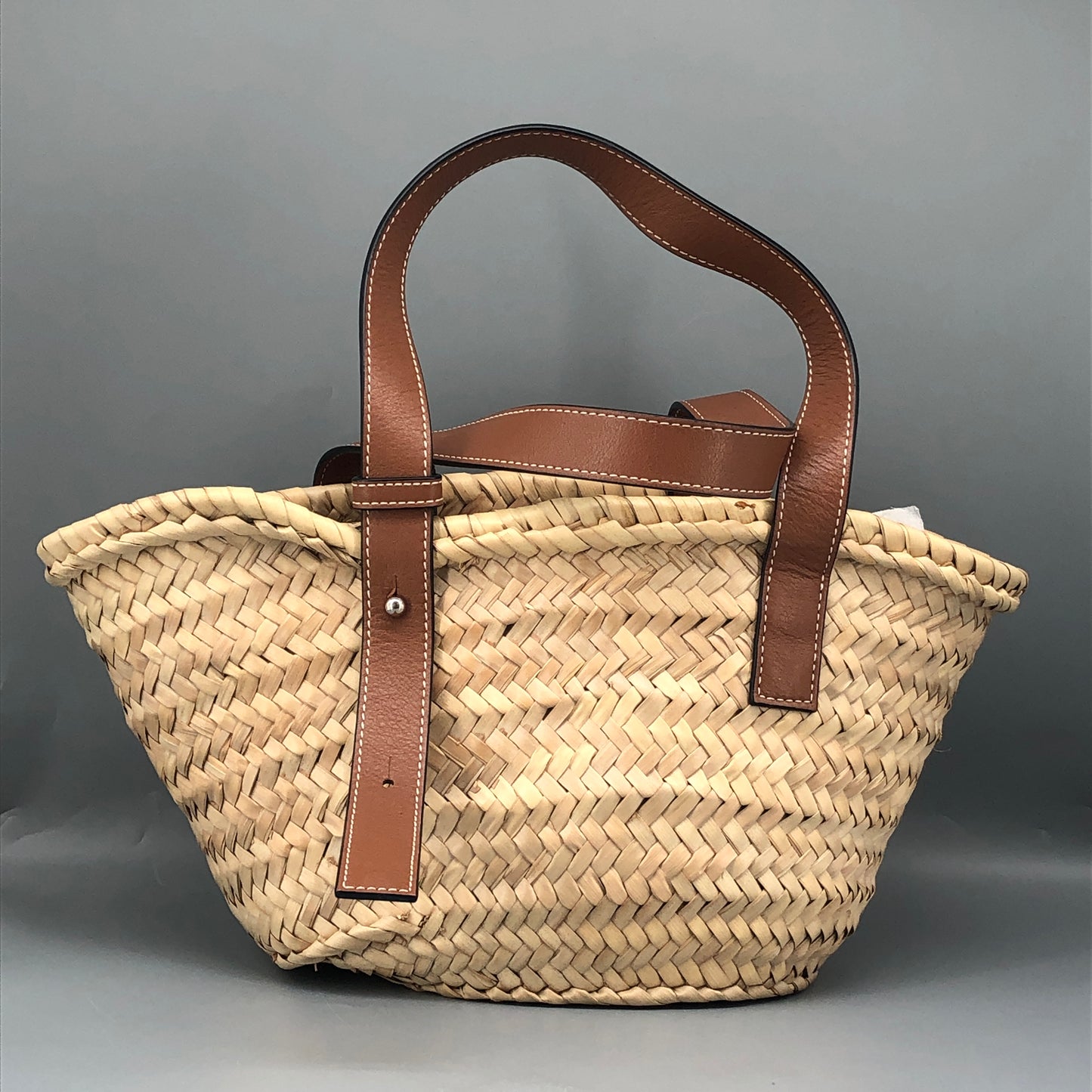 Loewe Anagram Straw Small Basket Tote Bag  Natural Straw