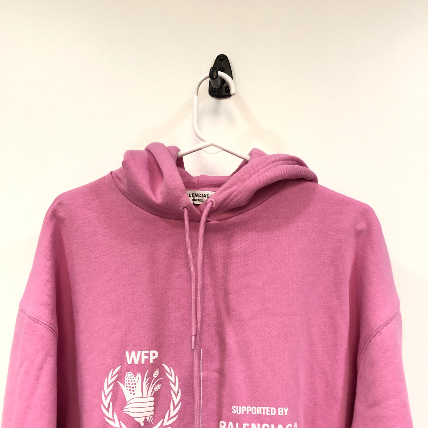 Balenciaga Pink Crest Logo Oversized Hoodie Size XS