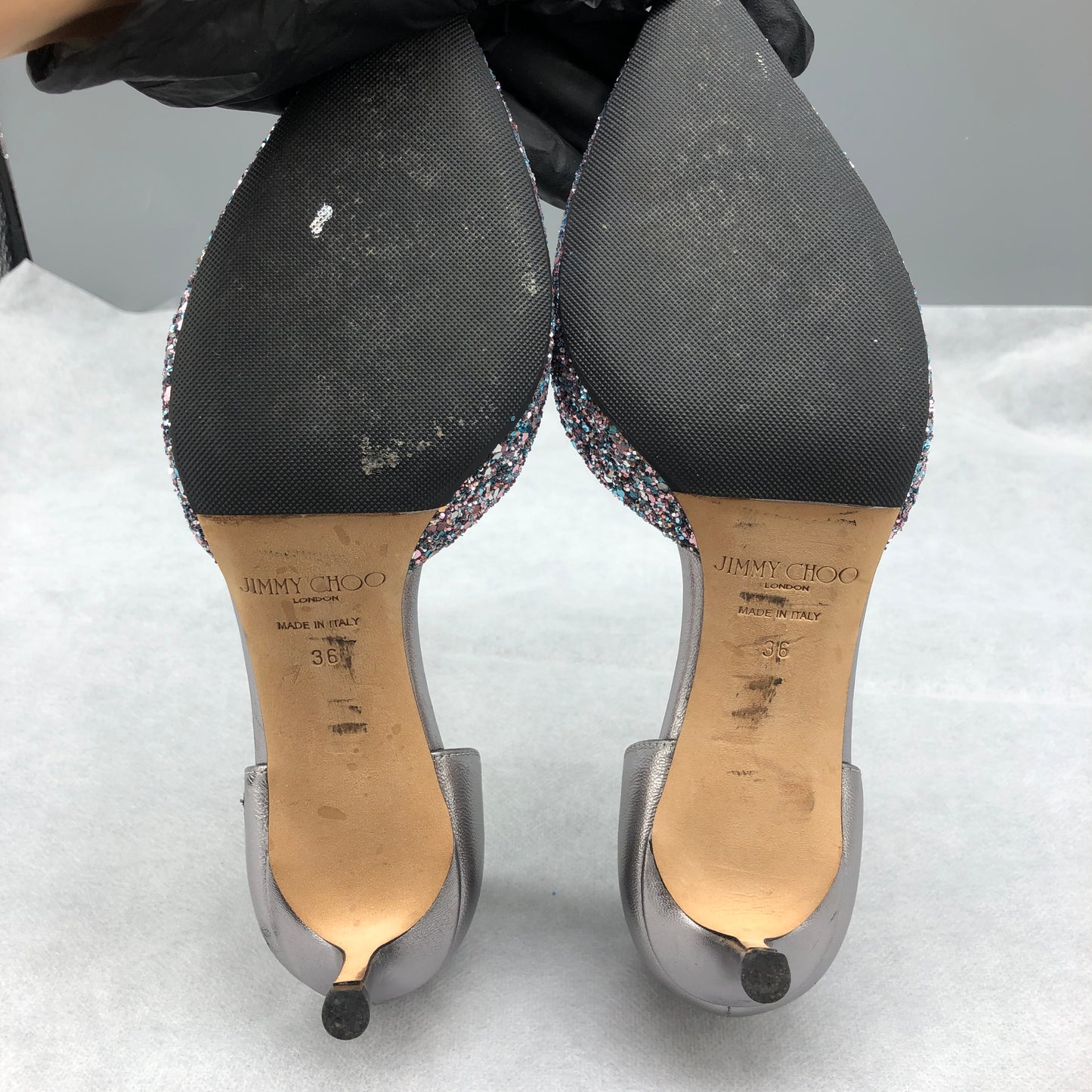 Jimmy Choo Glitter D'Orsay Pointed-Toe Pumps Size 36 Women's shoes