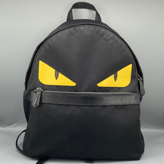 FENDI Black Nylon Monster Eyes Backpack