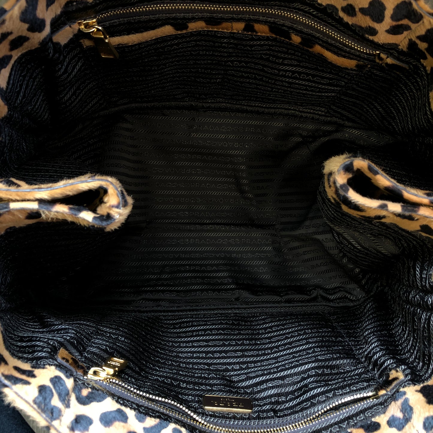 Prada Cavallino Calf Hair Tote Bag Leopard Print