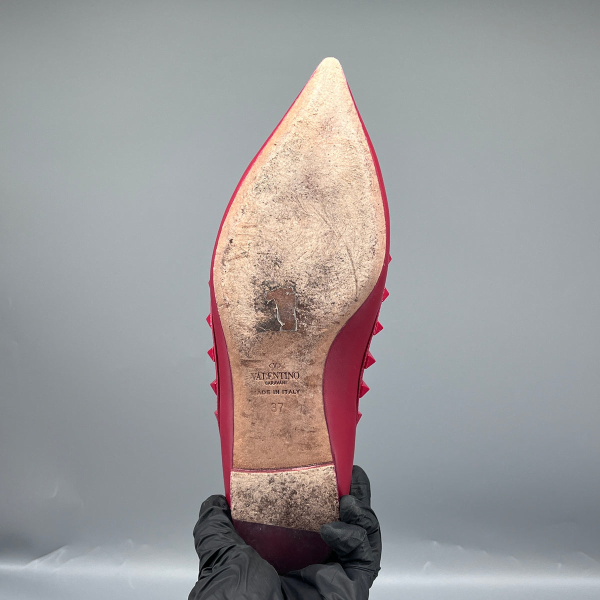 Valentino Red Leather Rockstud Pointed Toe Pumps size 37