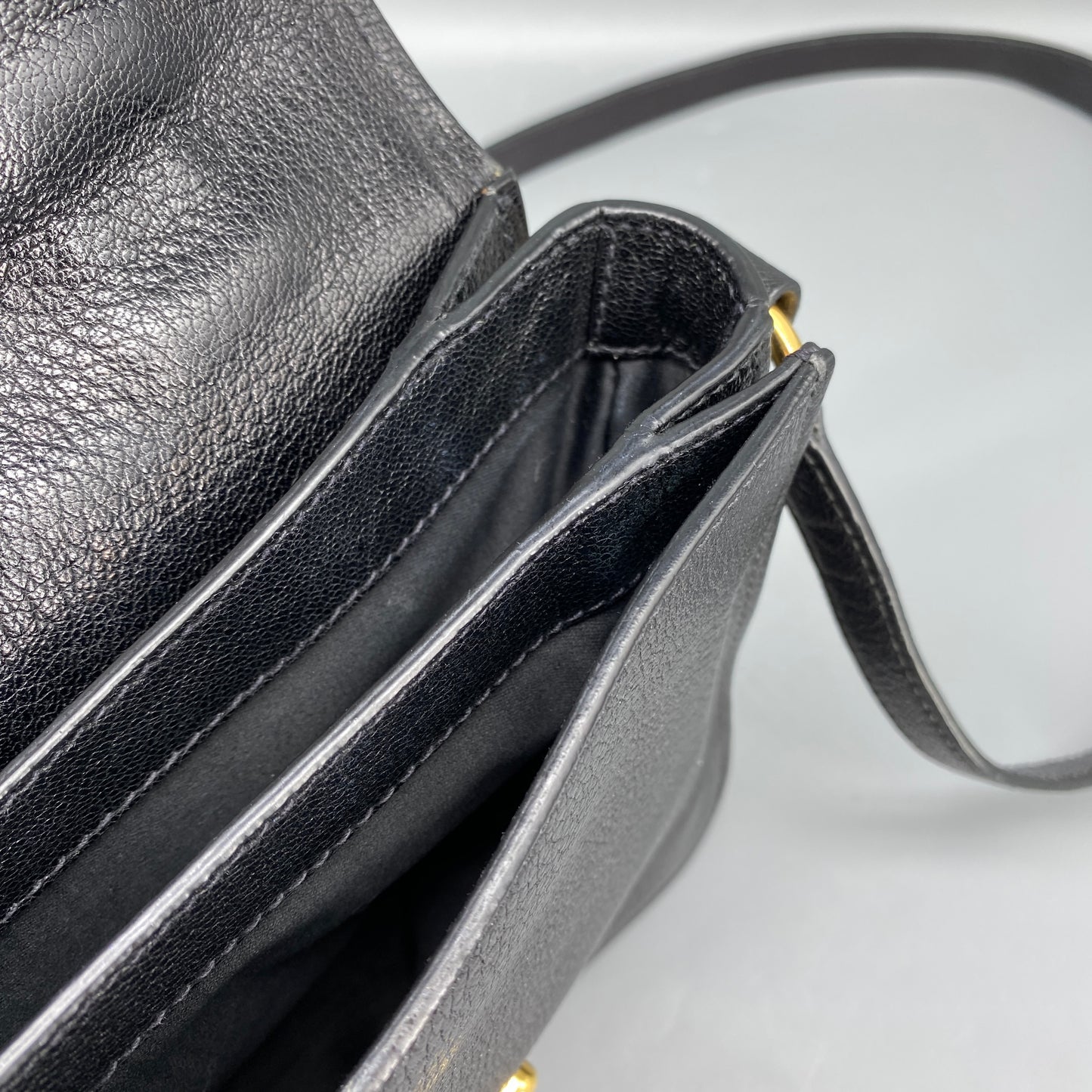 Miu Miu Black Leather Metal Lock Flap Crossbody Bag