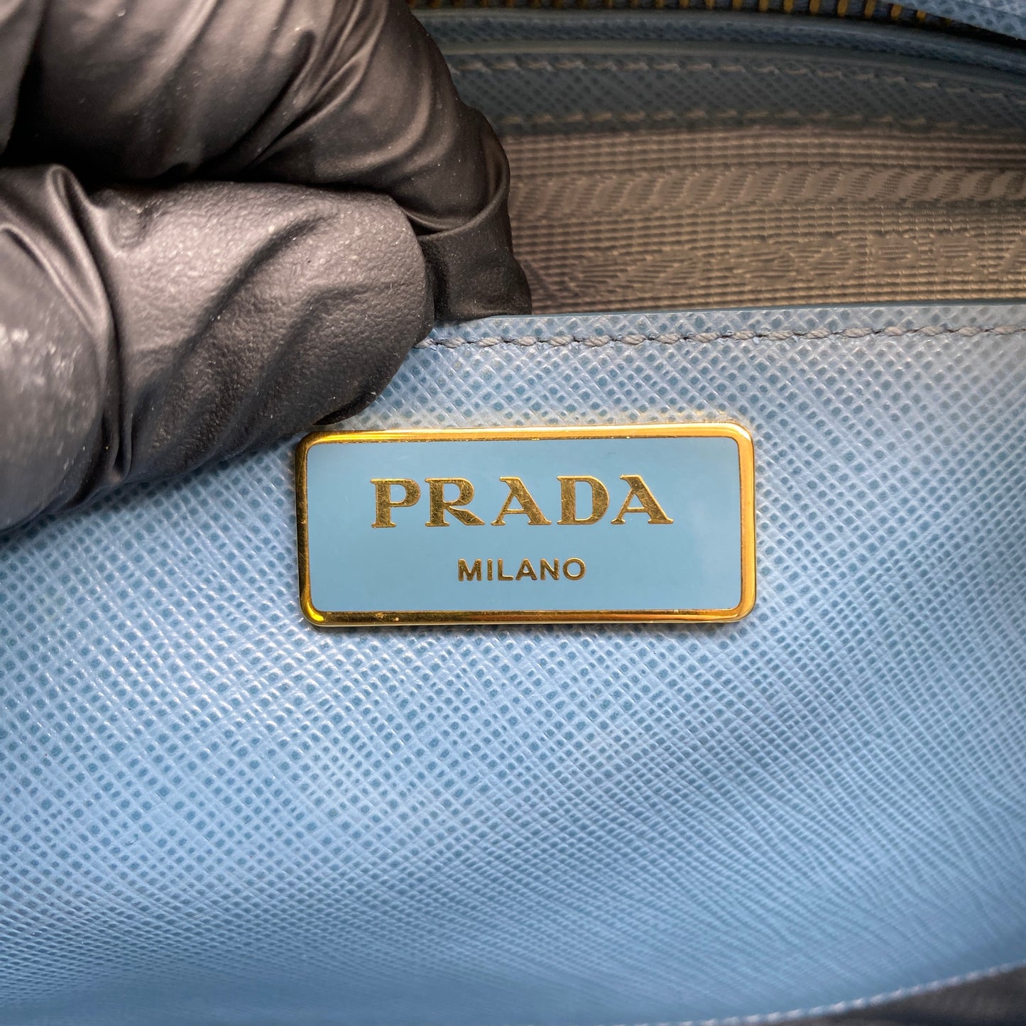 Prada Medium Blue Saffiano Galleria Handbag