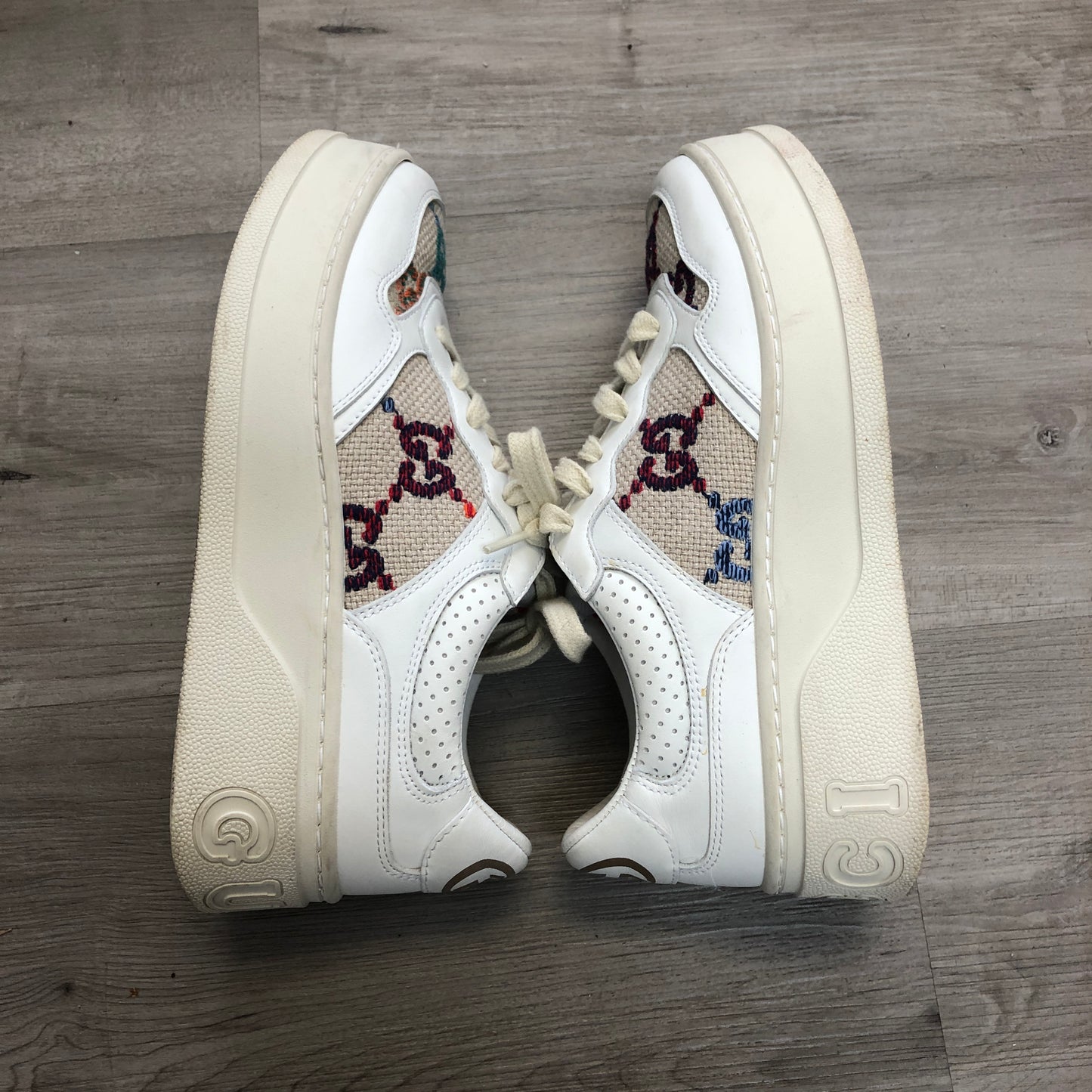 Gucci Ace GG Supreme Canvas Web Sneaker Shoes 36 White Blue Red
