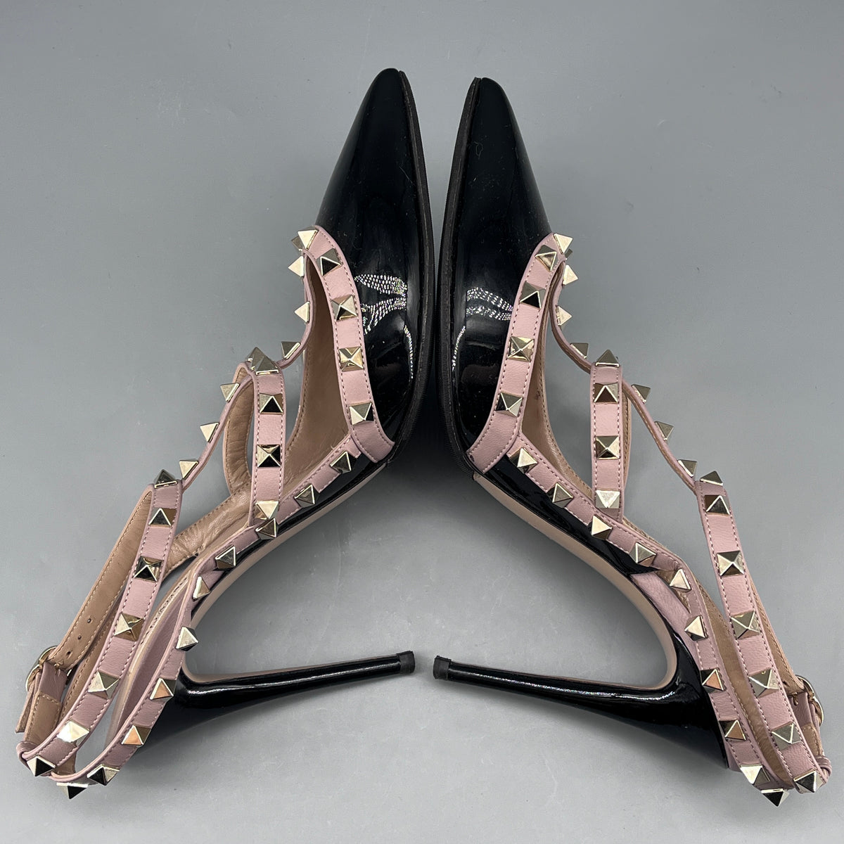 Valentino Women Leather Rockstud Pointed Slingback Heels size 40.5