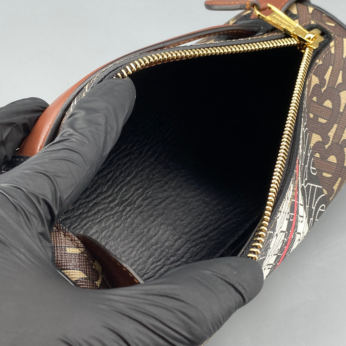 Burberry Brown Monogram Stripe Cylinder Crossbody Bag
