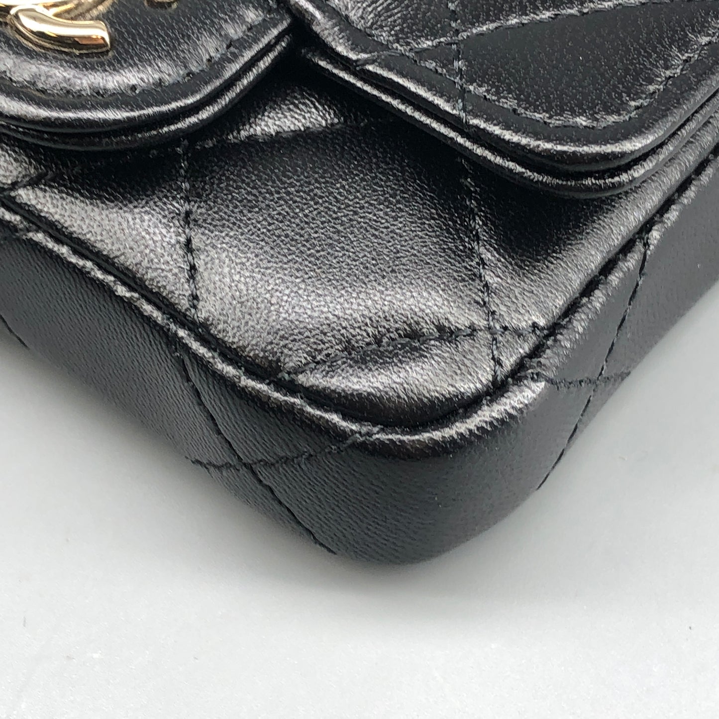 Chanel Bow Classic Quilted Belt Bag Black Lambskin Leather