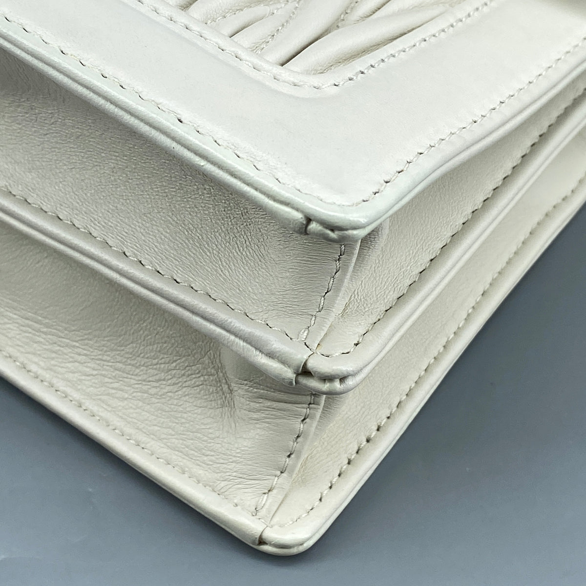 Miu Miu Confidential Matelassé  Crossbody Bag White Leather