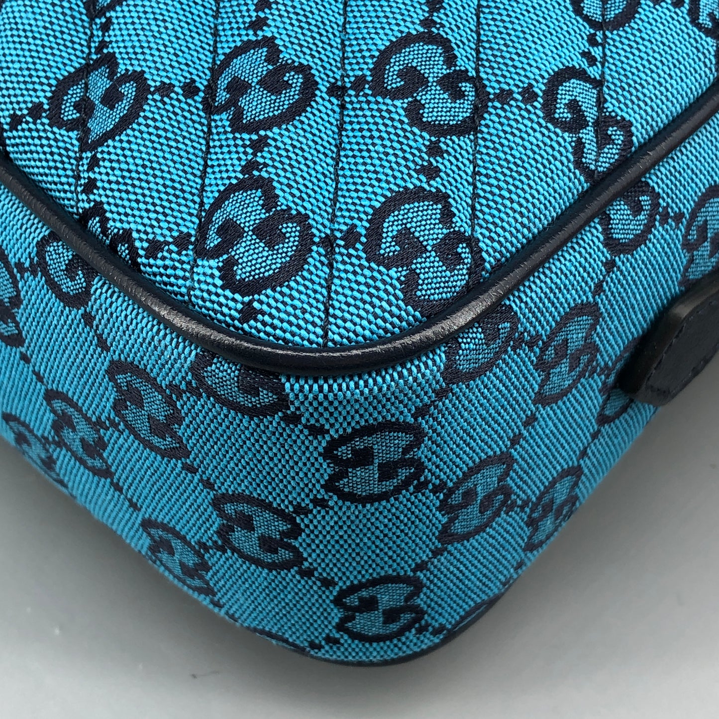 Gucci GG Marmont Small Camera Bag in Blue Diagonal Quilted Canvas