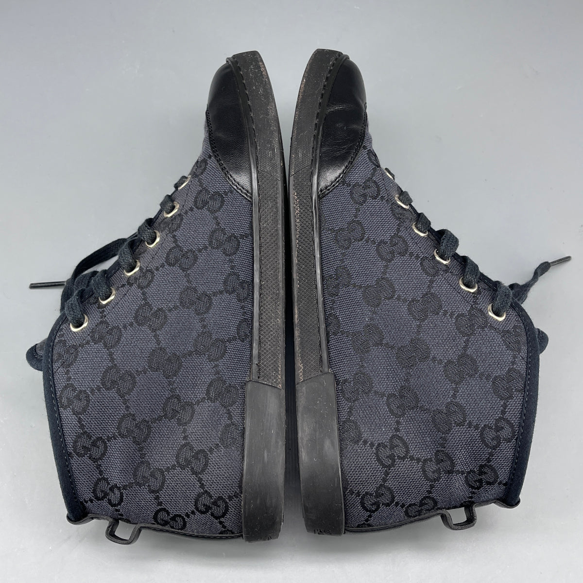 Gucci Black GG Canvas & Leather High Top Sneakers size 35.5