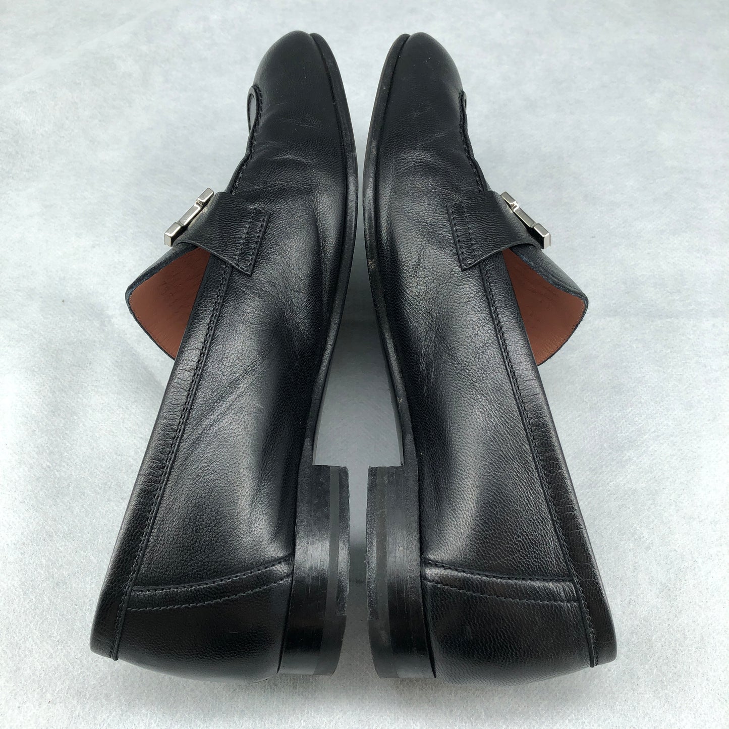 Hermes Black Leather Loafers Size 36.5