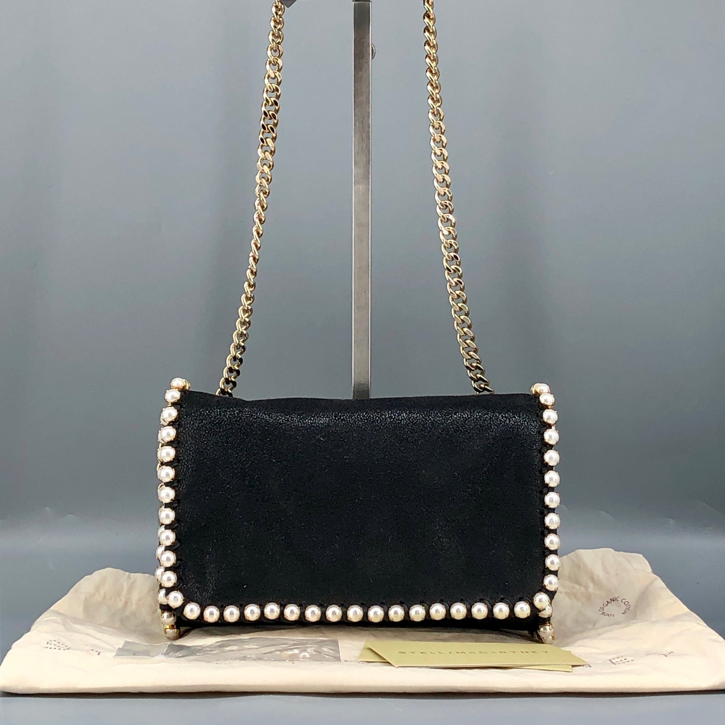 Stella McCartney Falabella Pearl-Trim Crossbody Bag Black/pearl