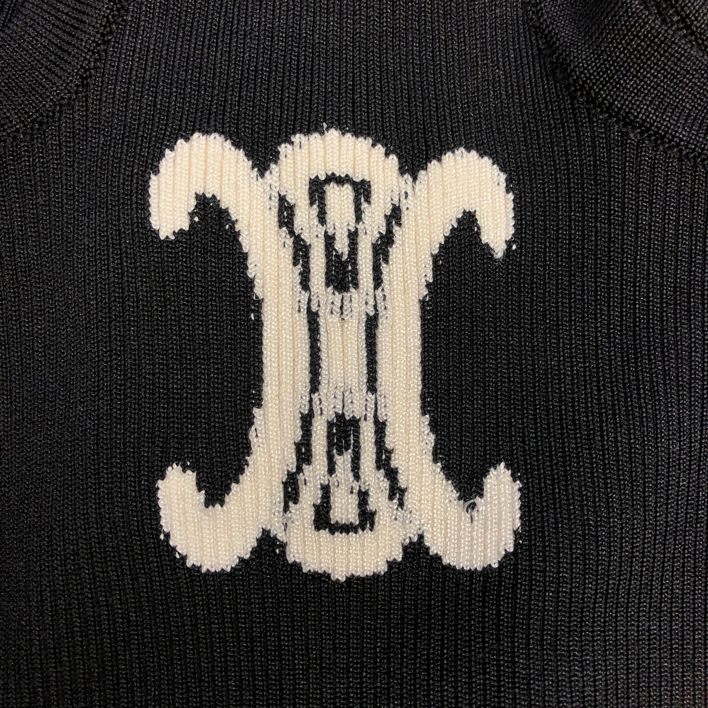 Celine NWT Black Triomphe Logo Ribbed Tank Dress Size XS