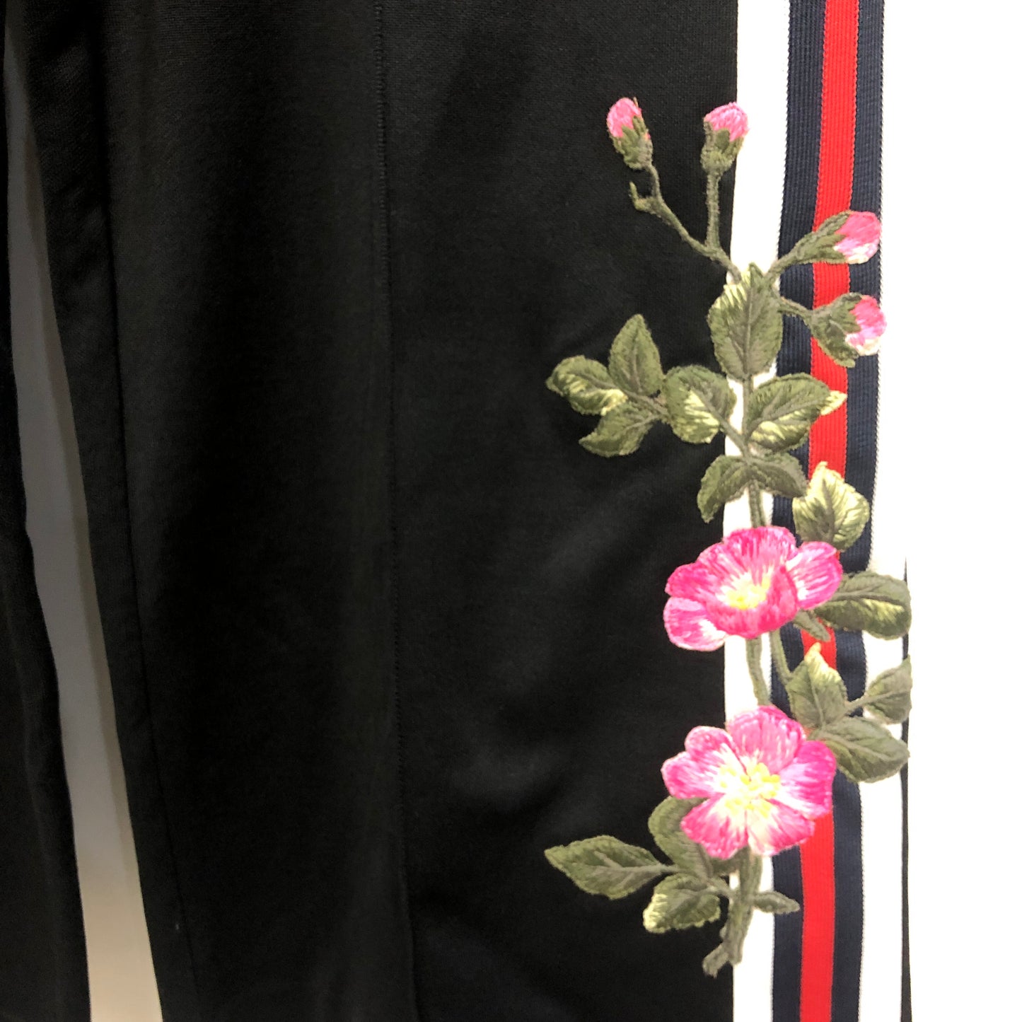 Gucci Floral Embroidered Web Stripe Cropped Track Pants Size XS