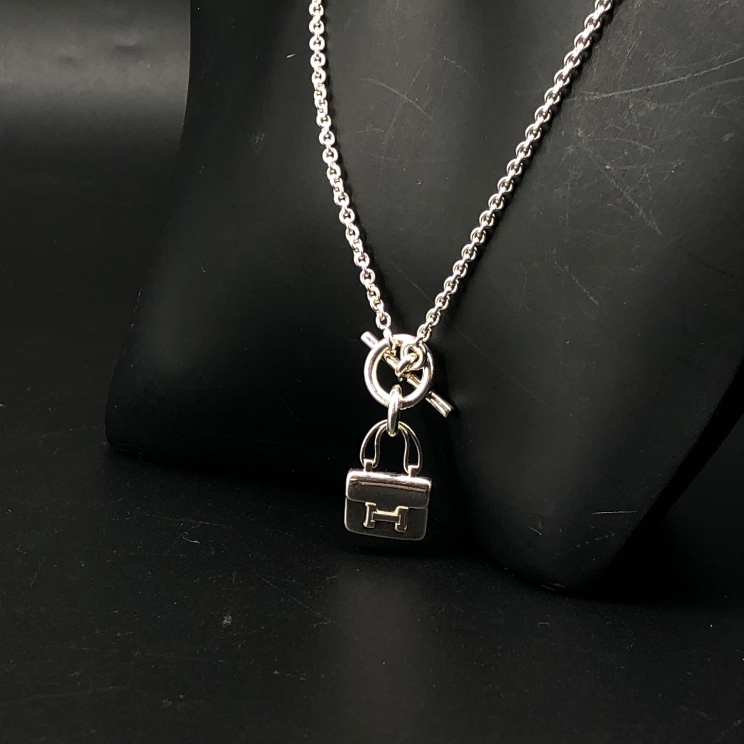 Hermes 925 Silver Mini Kelly Padlock Pendant Necklace