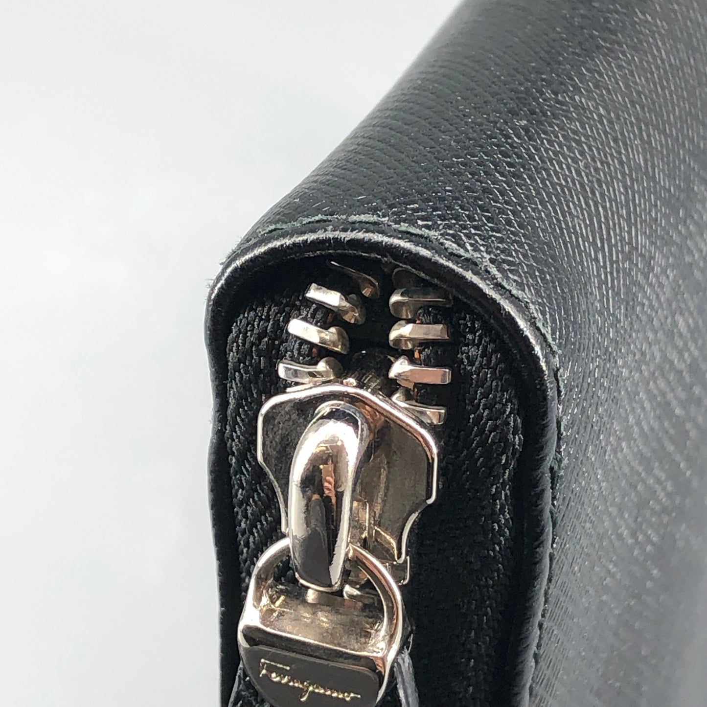 Salvatore Ferragamo Black Gancini Zip-Around Long Wallet