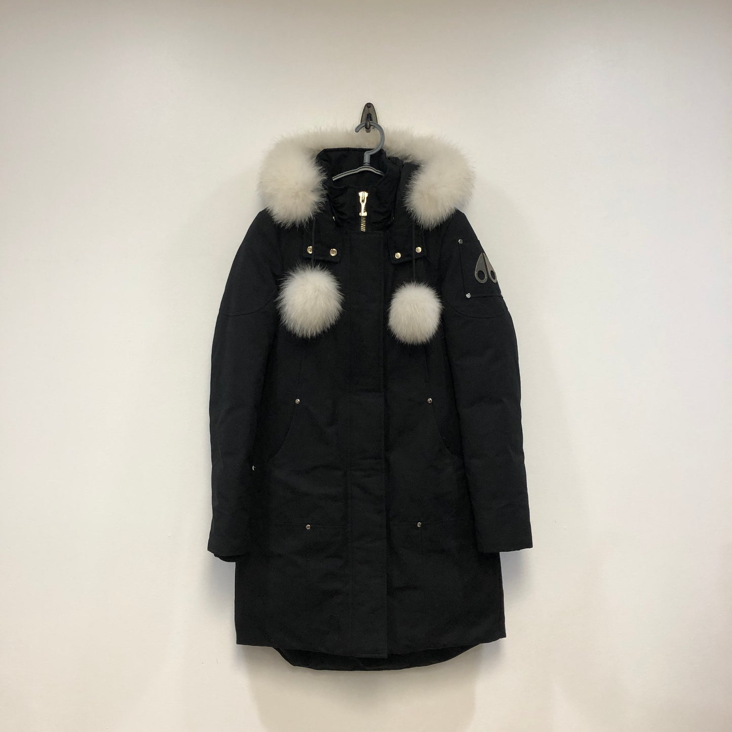 Moose Knuckles Black Fur‑Trim Hooded Down Parka