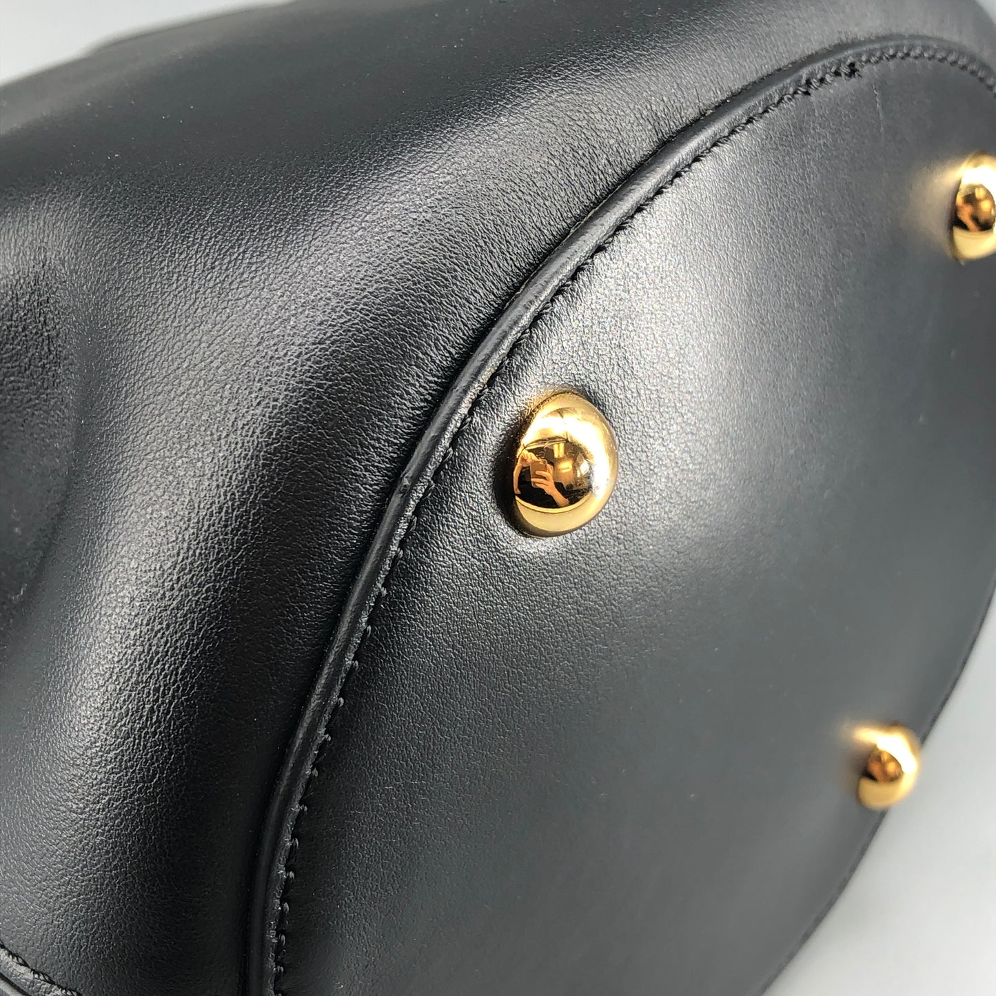 Marni Smooth Leather Ring Handle Mini Bucket Bag Black