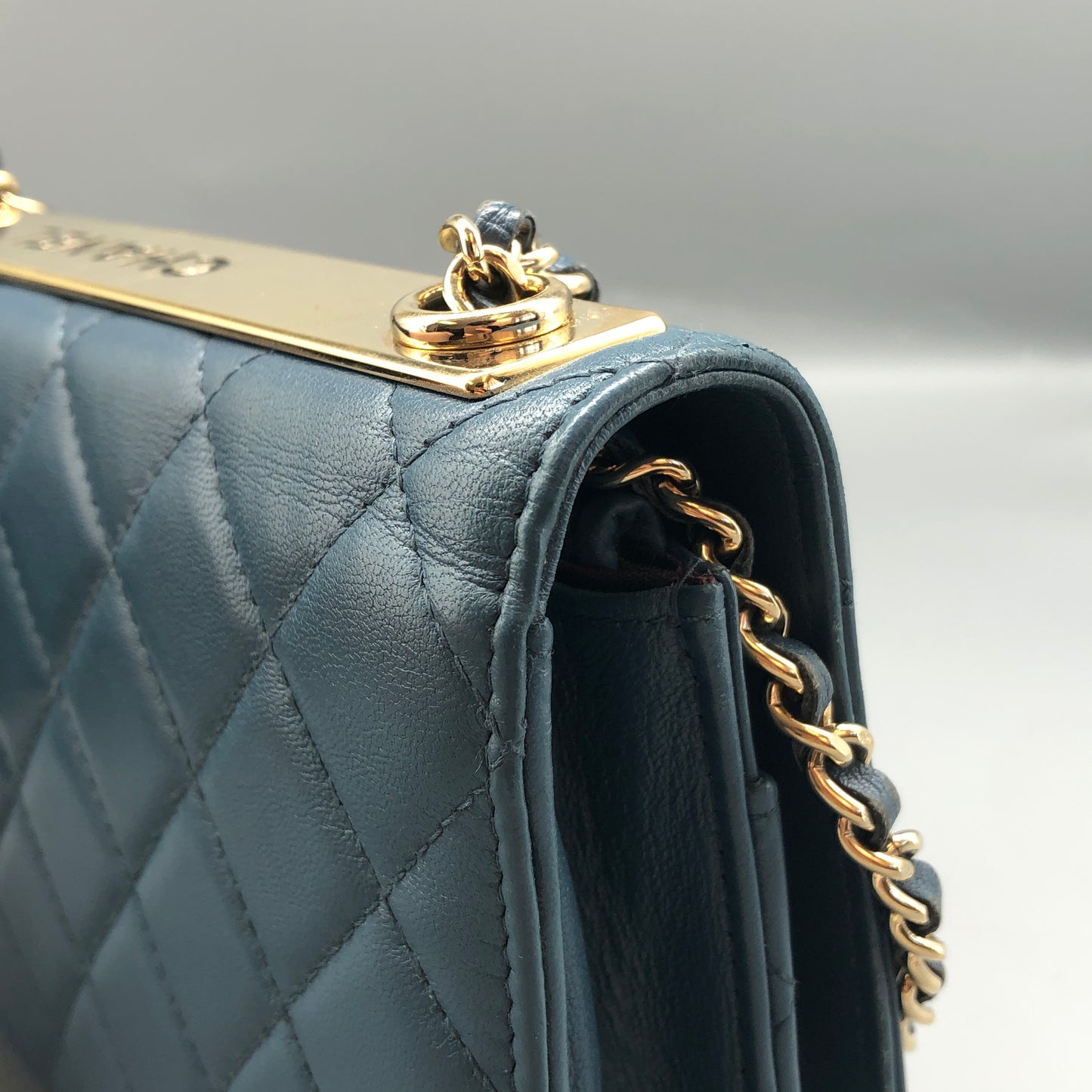 Chanel Muted Teal Blue Quilted Leather Flap Bag