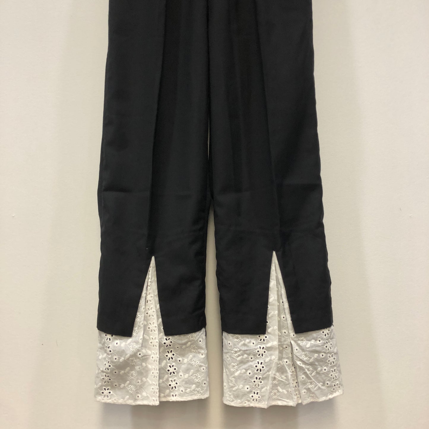 Passage du Vent Contrast Cuff Straight Trousers Size S Black/White