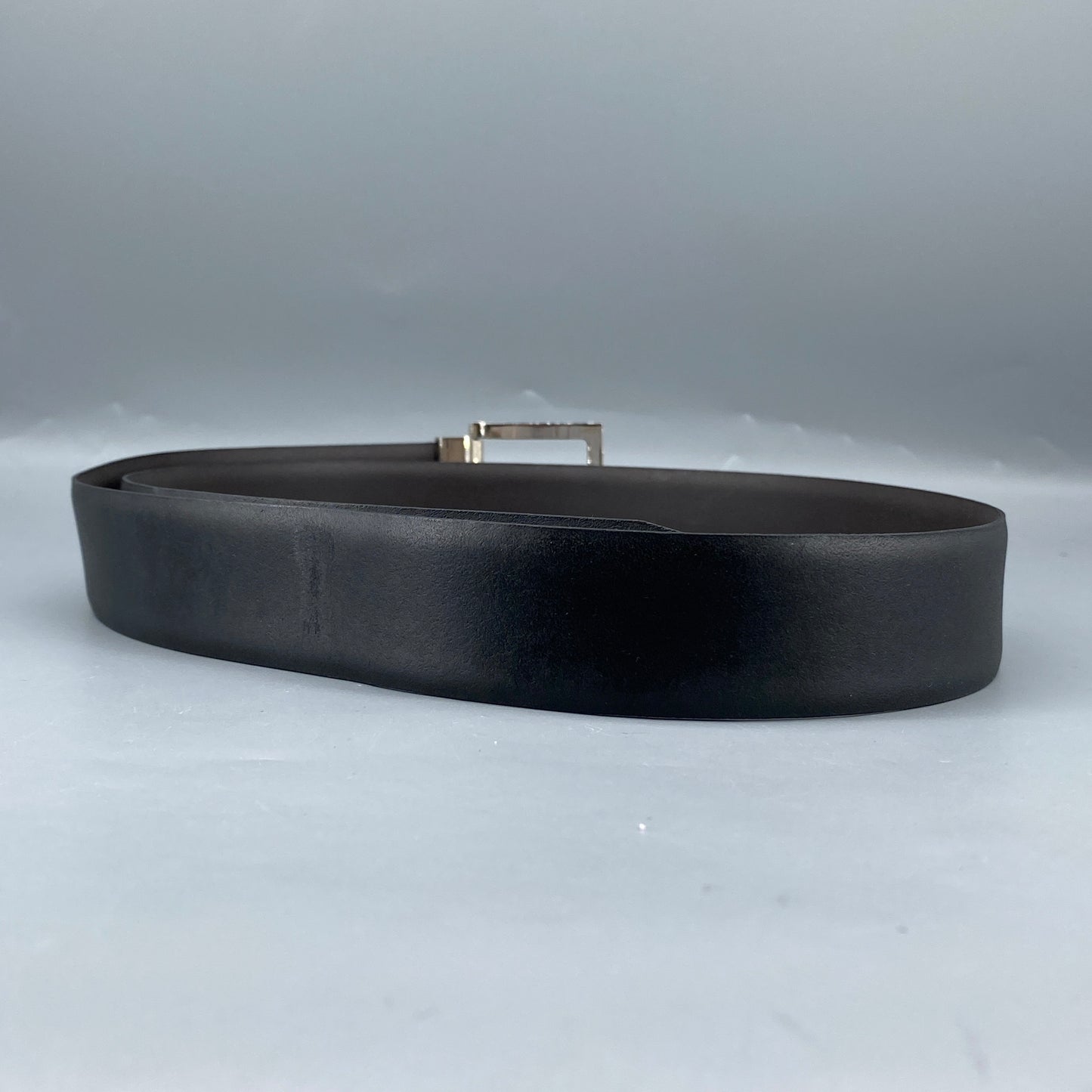 Lanvin Black Leather Square Pin Buckle Belt 100cm