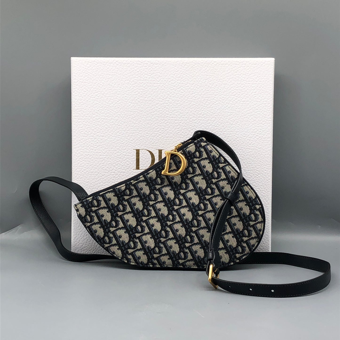 Christian Dior Mini Saddle Bag with Strap Oblique Canvas